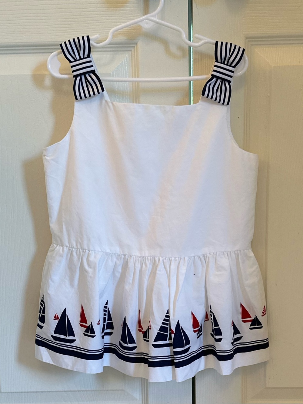 EUC Janie and Jack girls White boat Top with bows size 10